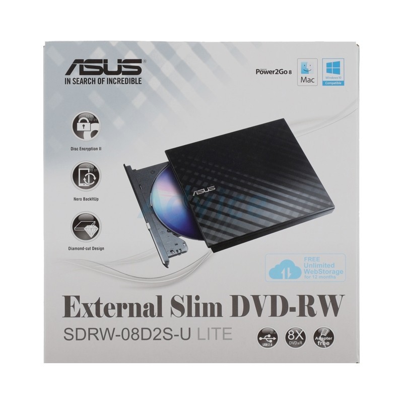 Ext.Slim DVD RW ASUS (08D2S-U Lite) Black - A0046699