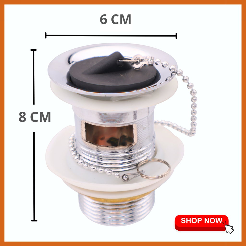 🔥คุ้มสุด🔥 สะดือป๊อปอัพ อ่างล้างหน้า เเกนทองเหลือง มีรูระบายน้ำล้น สะดือรุ่นมีโซ่ดึง - รูปที่ 4