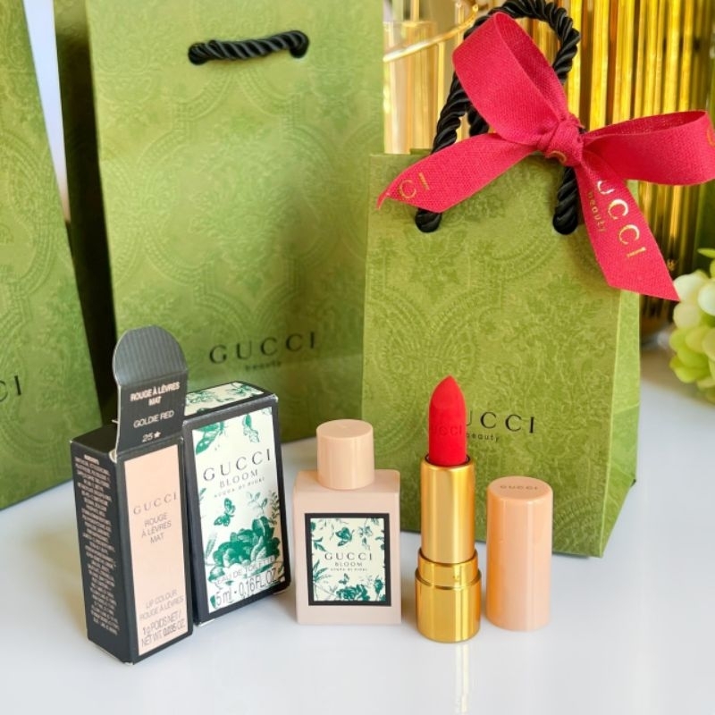 Gucci Perfume &amp; Lip Matte Set mini  ( Bloom Acqua Di Fiori EDT)