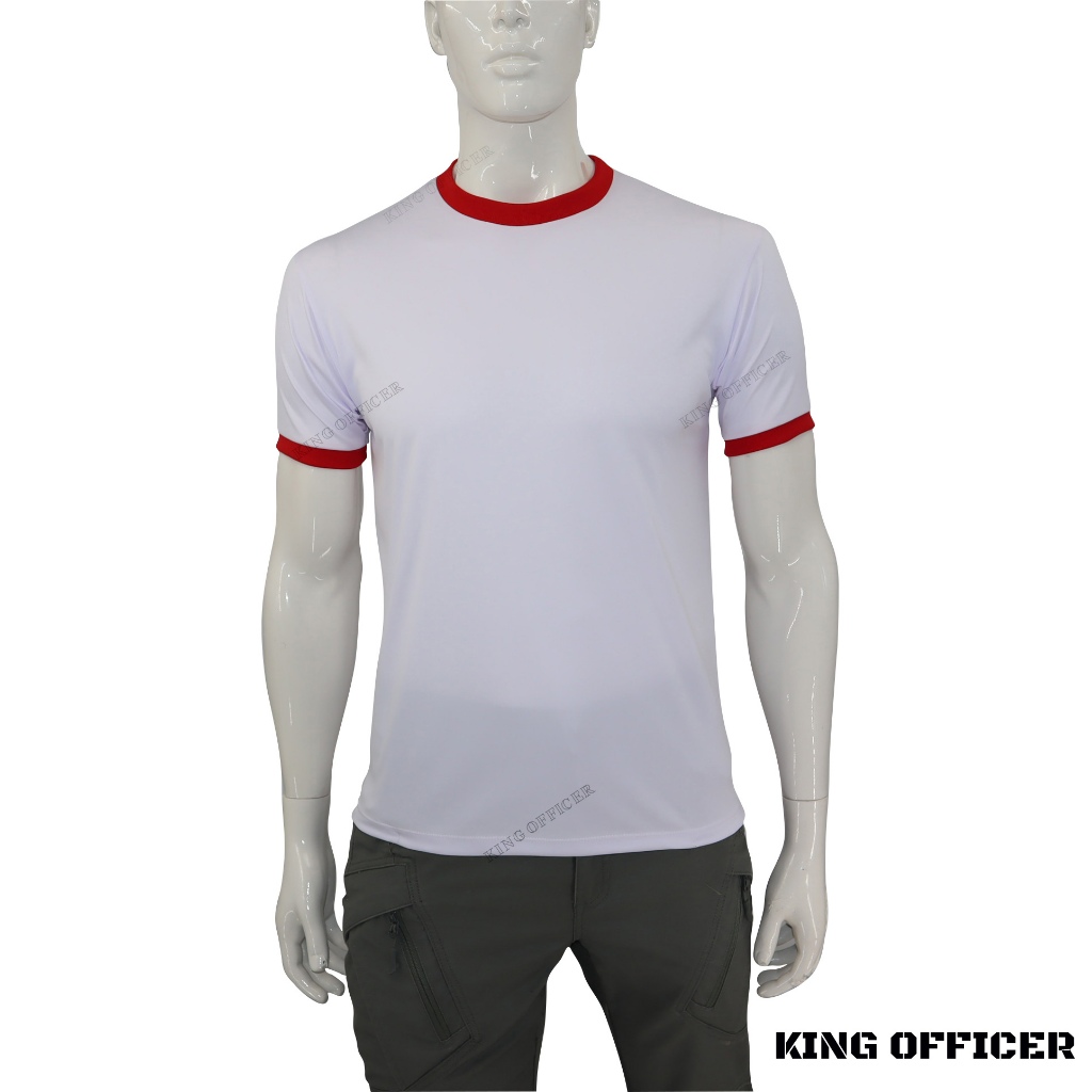 เสื้อยืด เสื้อซับใน ทหาร รักษาพระองค์ นักเรียนนายร้อย สีขาว คอแดง ผ้านาโน ผ้ามัน คอกลม แขนสั้น