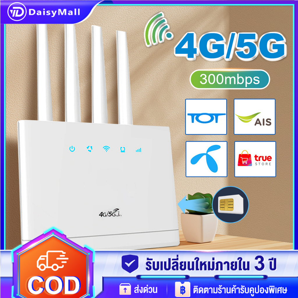 เราเตอร์ใส่ซิม เราเตอร์ ไวไฟใส่ซิม wifi 4G Router 2.4GHZ ใช้งานง่าย รองรับทุกค่าย เชื่อมต่อกล้องวงจรปิด