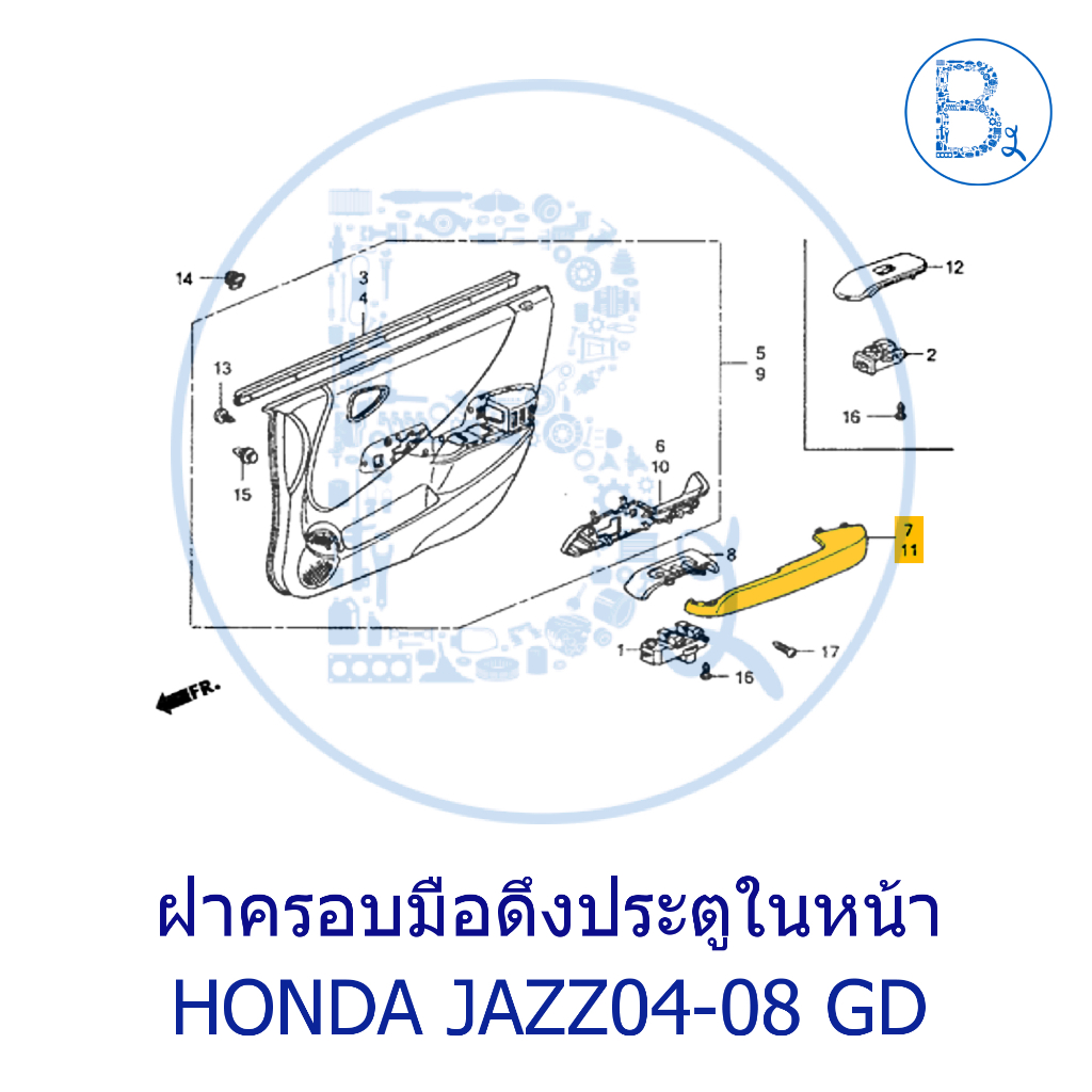**อะไหล่แท้** ฝาครอบมือดึงประตูใน HONDA JAZZ04-08 GD