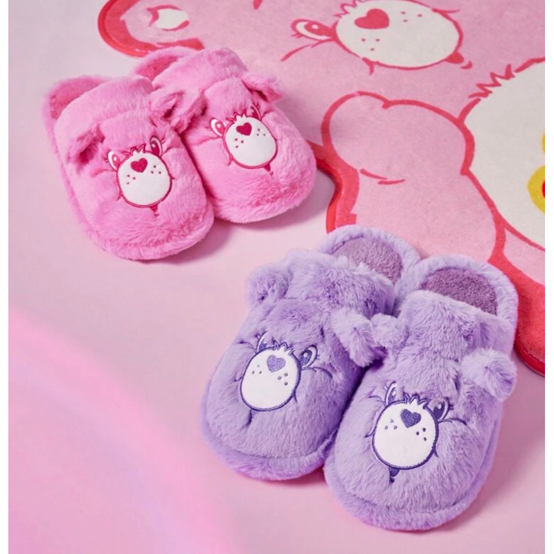 ลิขสิทธิ์แท้ 💯 Care Bears แคร์แบร์ 🌸 รองเท้าใส่ในบ้าน ลายหมีแคร์แบร์ Slipper สลิปเปอร์ รองเท้าขนนุ่ม สีชมพู สีม่วง