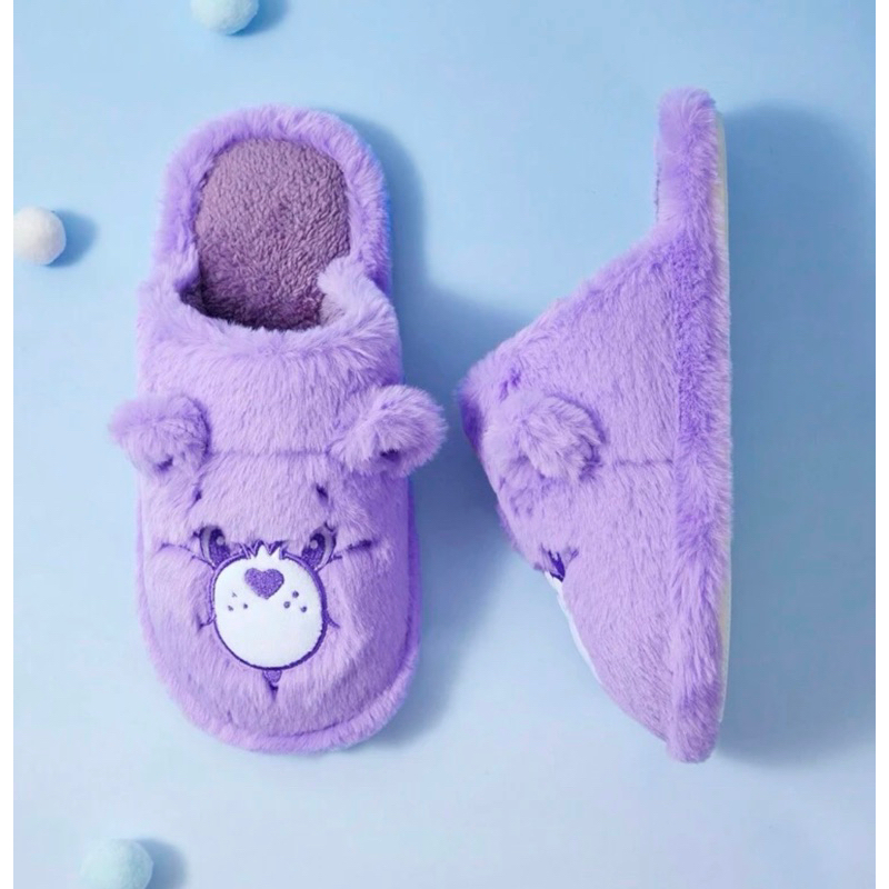 ลิขสิทธิ์แท้ 💯 Care Bears แคร์แบร์ 🌸 รองเท้าใส่ในบ้าน ลายหมีแคร์แบร์ Slipper สลิปเปอร์ รองเท้าขนนุ่ม สีชมพู สีม่วง