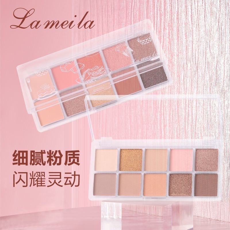 N384 LAMEILA พาเลทอายแชโดว์ เนื้อแมท ประกายชิมเมอร์ สีสวย ติดทน กันน้ำ 10 สี - รูปที่ 6