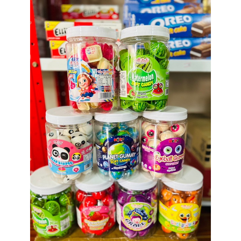 (30 ชิ้น)เยลลี่มีไส้ มาร์ชเมลโล่ 3D เยลลี่หนึบ ลูกเป็ด ลูกโลก ลูกพีช ลูกแตงโม