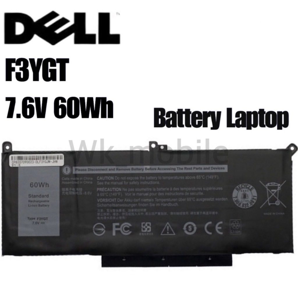 แบตเตอรี่แล็ปท็อปใหม่สำหรับ DELL รุ่น F3YGT 60Wh พร้อมส่ง
