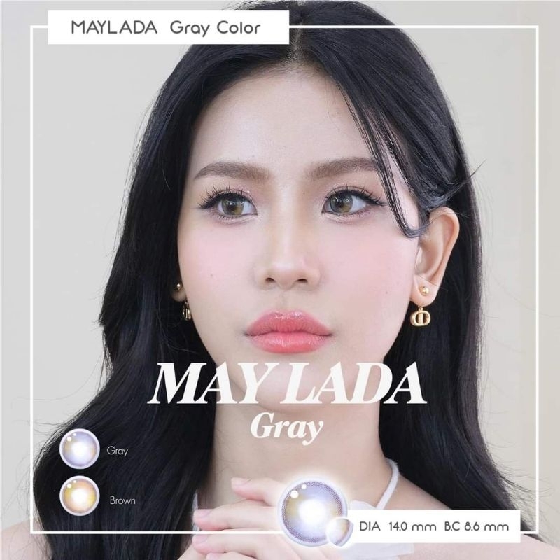 คอนแทคเลนส์ รุ่น Maylada  สีเทา/ตาล Gray/Brown มีค่าสายตา (0.00)-(-6.00) เปลี่ยนแทนทุกเดือน