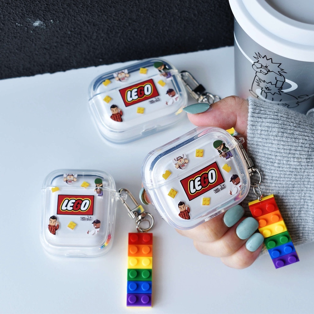 จัดส่งภายใน24ชั่ว เลโก้ เคสใส Airpods 3 pro 1 2 การป้องกันการตก ขอบเต็ม LEGO เปลือกหูฟัง Airpod gen3 2021 Airpods 2