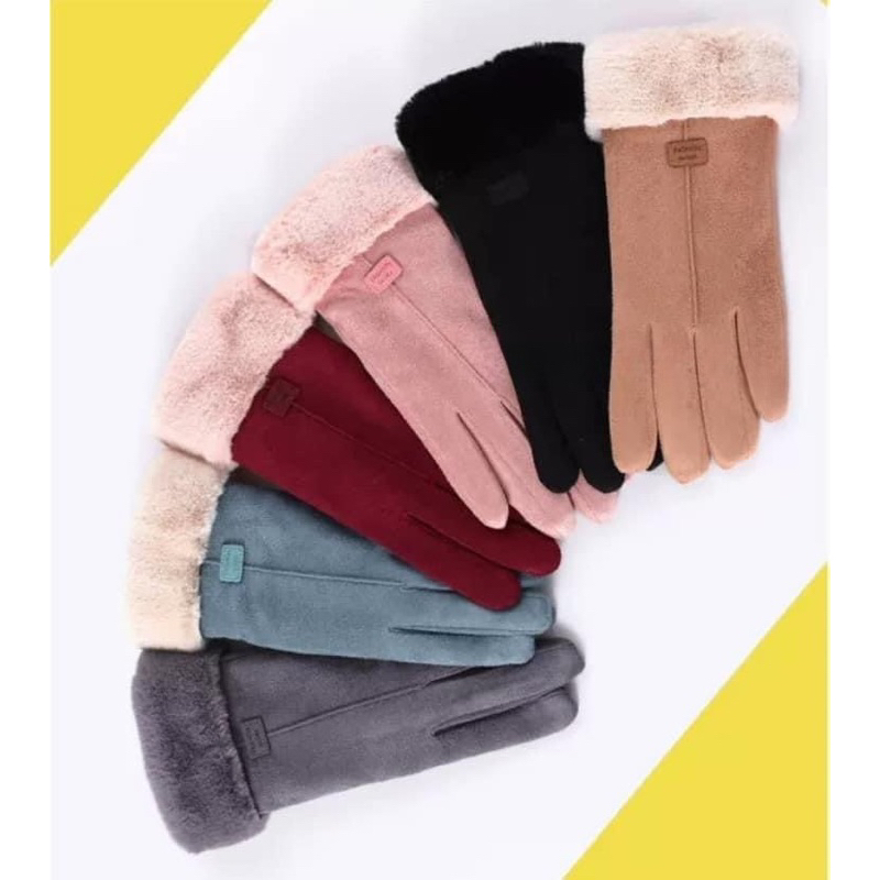 ถุงมือกันหนาว ผ้านุ่มสักกะหลาด ทัชสกรีน สำหรับผู้หญิง