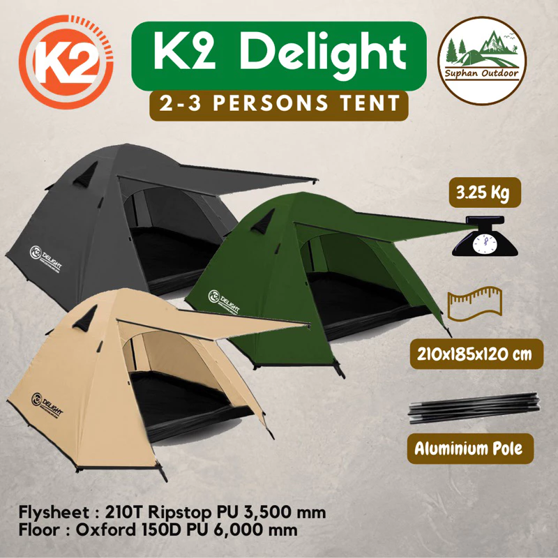K2 Delight เต็นท์ แค้มปิ้ง เดินป่า สำหรับนอน 3 คน