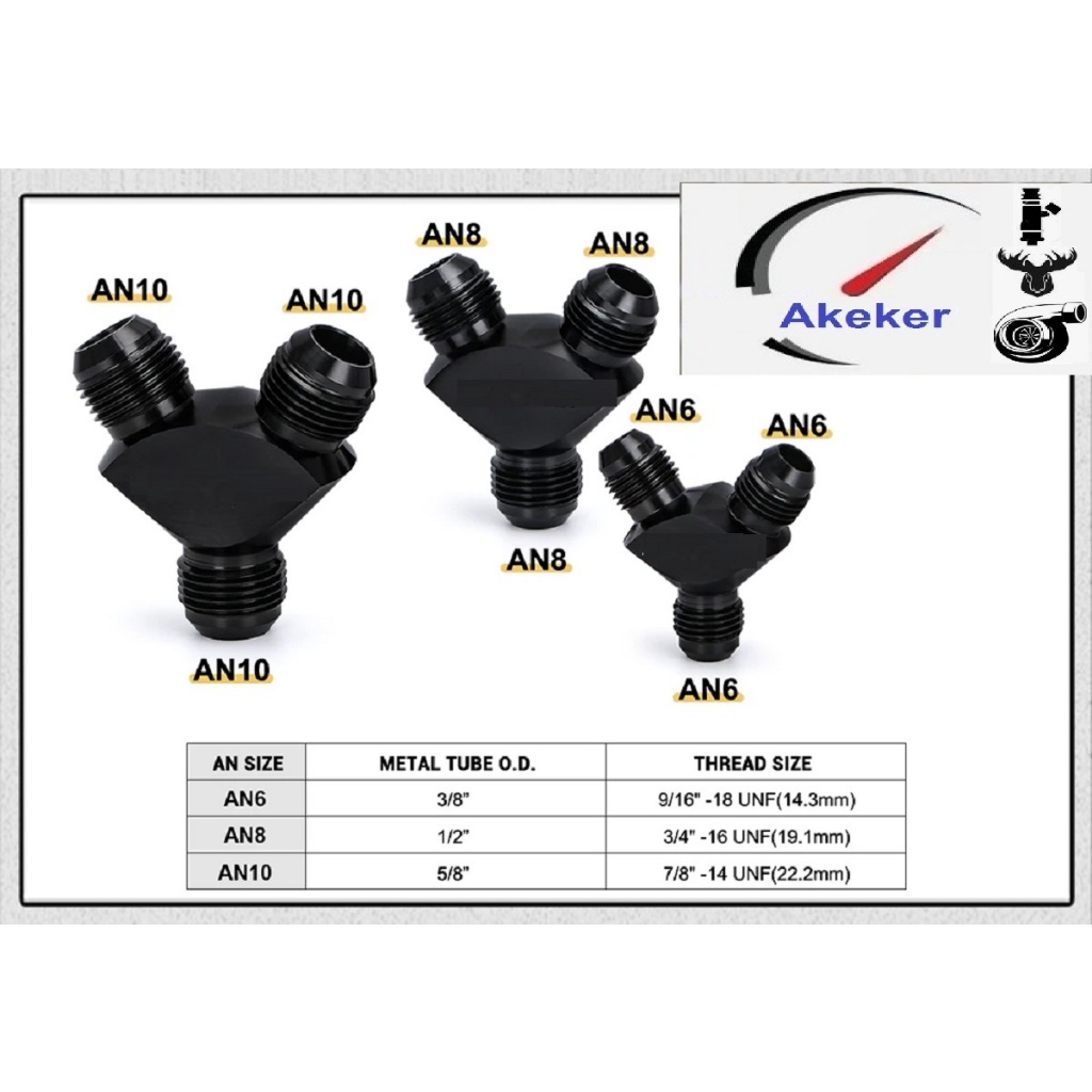 AK122 AN6 AN8 AN10 AN12 AN6 to AN8 AN8 to AN10 Aluminum Y Block Adapter Fittings Adaptor Black Y Typ