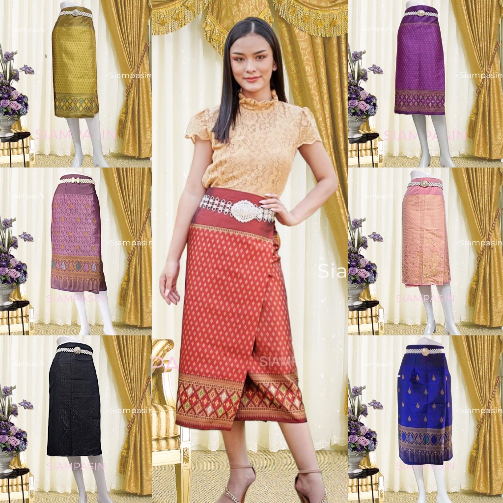 SPS 🌸ผ้าถุง สำเร็จรูป รุ่นนี้หนา ใส่เข้าทรงสวย ไหมลาว ฟรีไซส์เอว 24-40 นิ้ว อ้วนผอมใส่ได้ แบบสั้น sa