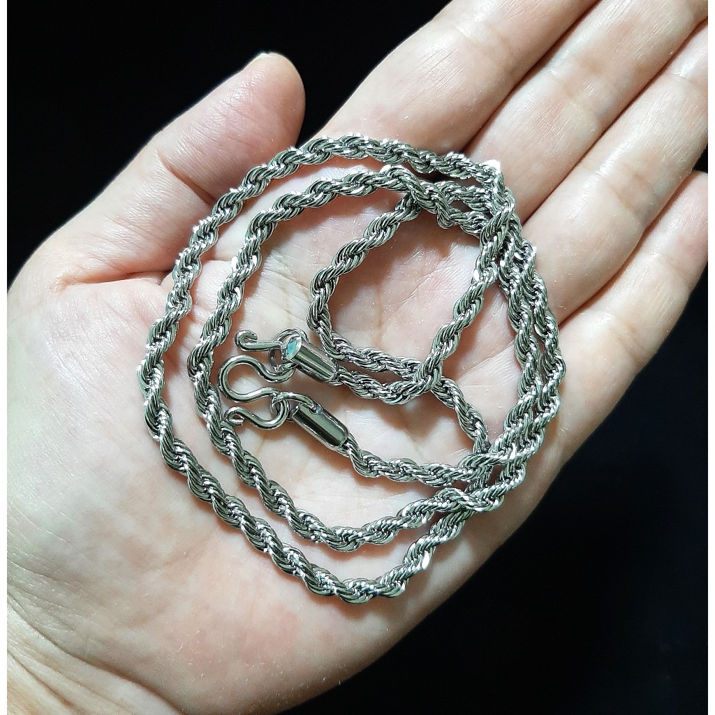 สร้อยคอสแตนเลสแท้ สินค้าไทย ลายเกลียวเพชร สร้อยคอห้อยพระ ผู้ชาย ผู้หญิง ไม่ลอก ไม่ดำ SL49.168