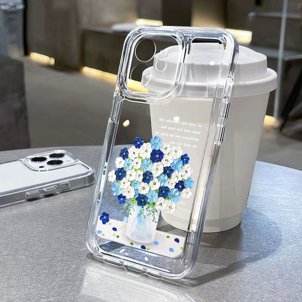 จัดส่งทันที แจกัน เคสซิลิโคนใส กันกระแทก For IPhone 11 15 14 13 12 Pro Max XS X XR 8 7 Plus SE Case เคสสำหรับไอโฟ