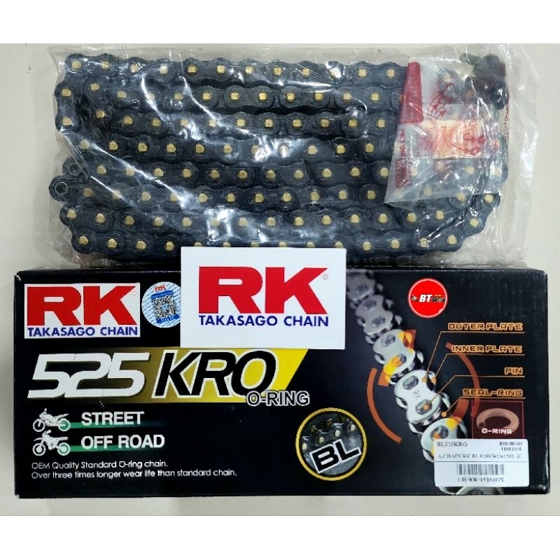 โซ่ RK 525 KRO O-Ring สีดำหมุดทอง