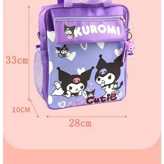 Sanrio กระเป๋าเป้สะพายหลัง กระเป๋านักเรียน ผ้าแคนวาส ทรงสี่เหลี่ยม กันน้ํา แบบพกพา 0611