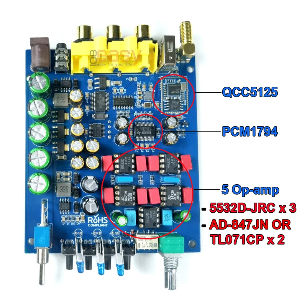เสียงดีมาก QCC3084 + PCM1794 Dac HiFi รับสัญาณ Bluetooth 5.4 LDAC APTXHD Hires