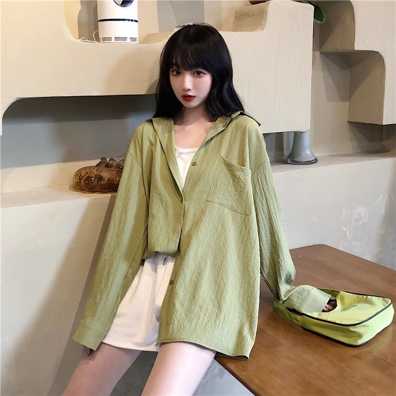 ล้างสต็อก⚡️ CT496 มาใหม่ เสื้อเชิ้ตสตรี ผ้าฝ้าย แขนยาวคอปก แบบสาวญีปุ่น ทรงหลวม free size มี6สีให้เลือก - รูปที่ 6