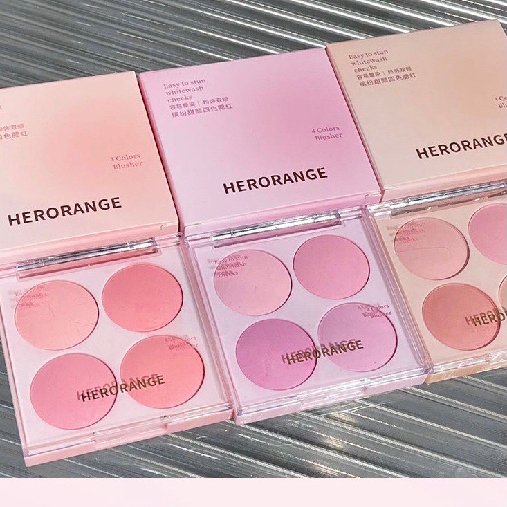 HR561 Herorange Easy To Stun Whitewash Cheeks 4 Colors Blusher พาเลท บลัชออน 4 สี