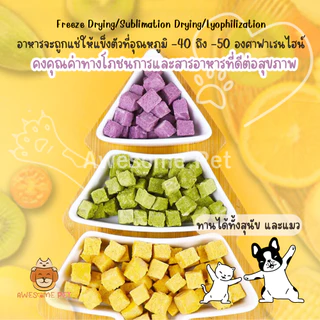 ผักกร๊อบกรอบ ขนมสุนัข ขนมแมว ผักฟรีซดรายสำหรับสัตว์เลี้ยง ผักผสมเนื้อไก่