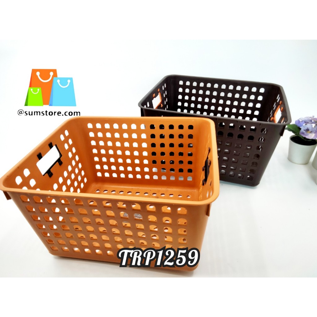 ตะกร้าเหลี่ยม2สี มีหูจับ 24x30x18cm. รุ่น TRP1259-1