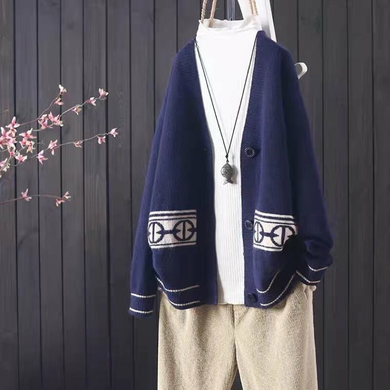เสื้อกันหนาวผู้หญิง เสื้อกันหนาวไหมพรม เสื้อคลุมคาร์ดิแกน แต่งกระดุมพาสเทล เนื้อผ้าหนานุ่ม