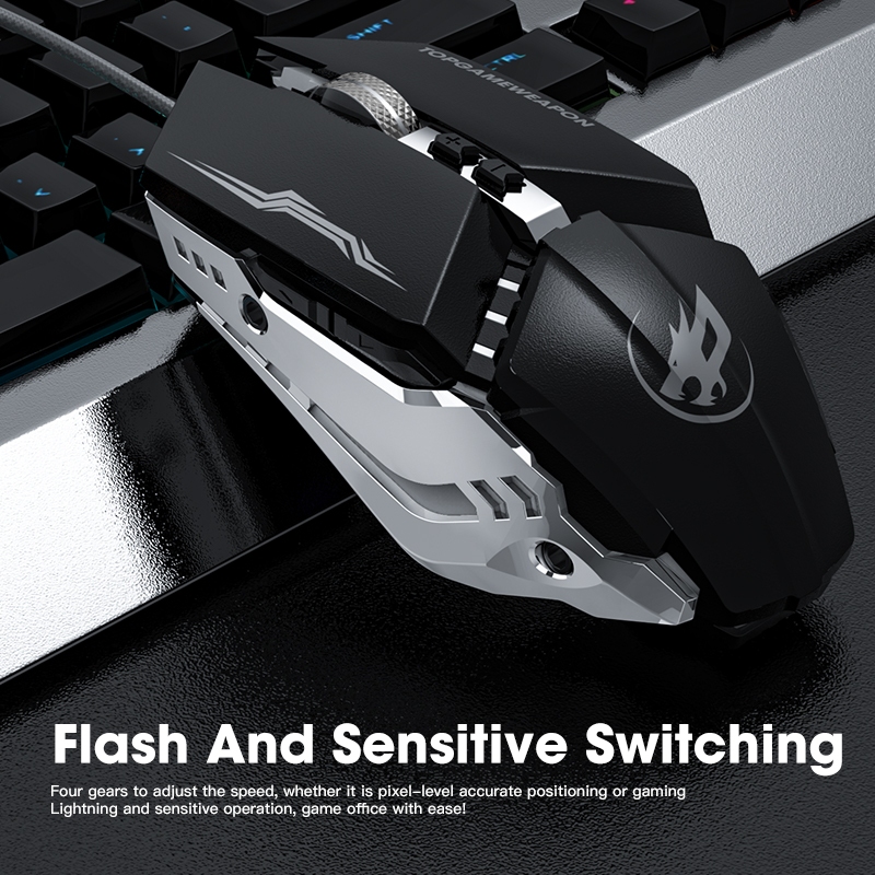 เมาส์สำหรับเล่นเกมเมาส์ USB เมาส์แบบมีสาย Backlit ERGONOMIC Mouse 36000 DPI 7 ปุ่มตั้งโปรแกรมได้