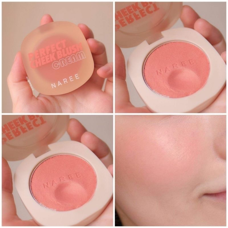 บลัชออน Naree เนื้อครีม แก้มละมุน เนื้อนุ่มๆเด้งๆ ทาทับแป้งได้ เบาสบายผิว กลืนไปกับผิวเลย สีโครัลที่