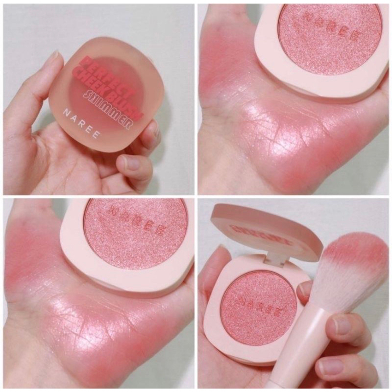บลัชออน Naree เนื้อครีม แก้มละมุน เนื้อนุ่มๆเด้งๆ ทาทับแป้งได้ เบาสบายผิว กลืนไปกับผิวเลย สีโครัลที่