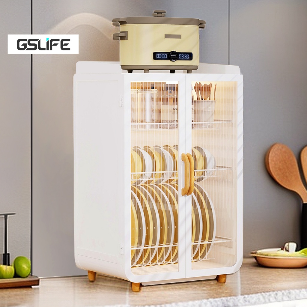 GSlife ตู้วางจาน ชั้นวางจานพร้อมถาดรองน้ำ ชั้นวางของในครัว