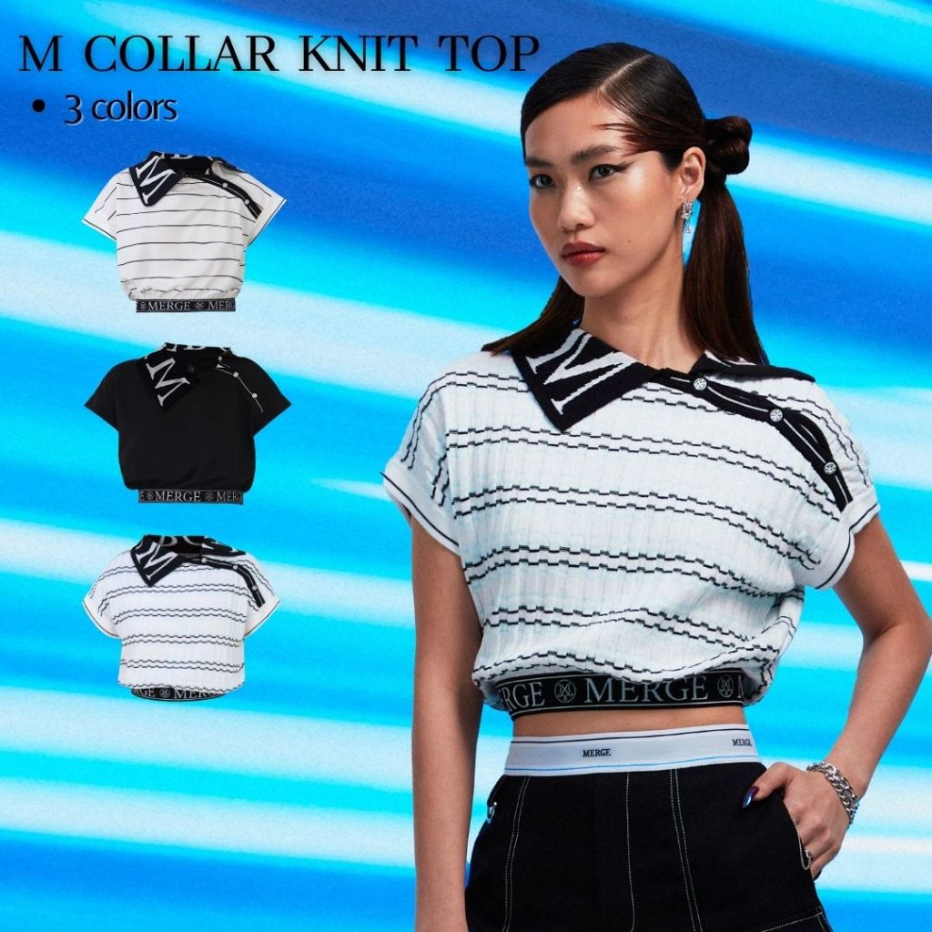 Merge Official - M Collar Knit Top 2 Colors (พร้อมส่ง)