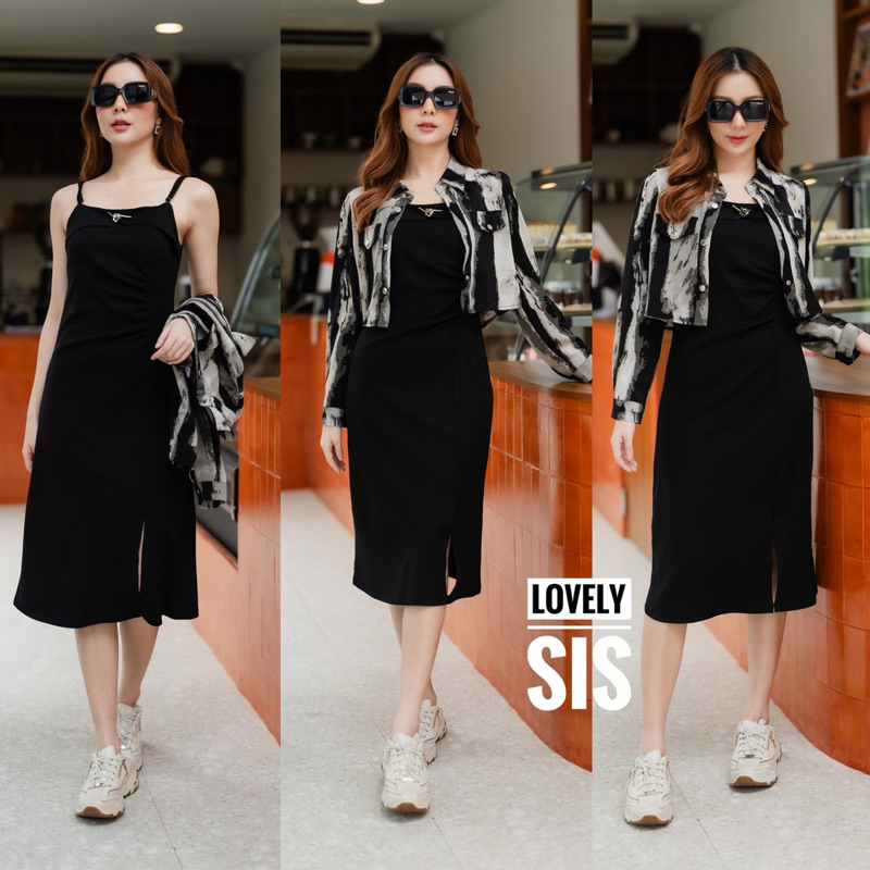 🌈🌿🌼🌺🌸🤎🧡🇰🇷Silk Stripe Cardigan & SGL Dress Set