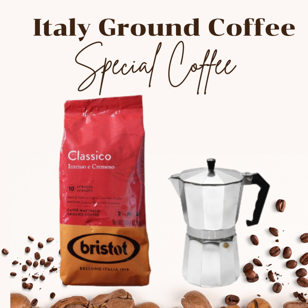 Bristol Classico Intenso e Cremoso Italy Coffee กาแฟคั่วบดเข้มข้นหอมละมุนแบบอิตาลี่ สำหรับพ็อต ดริป เครื่องทำกาแฟ