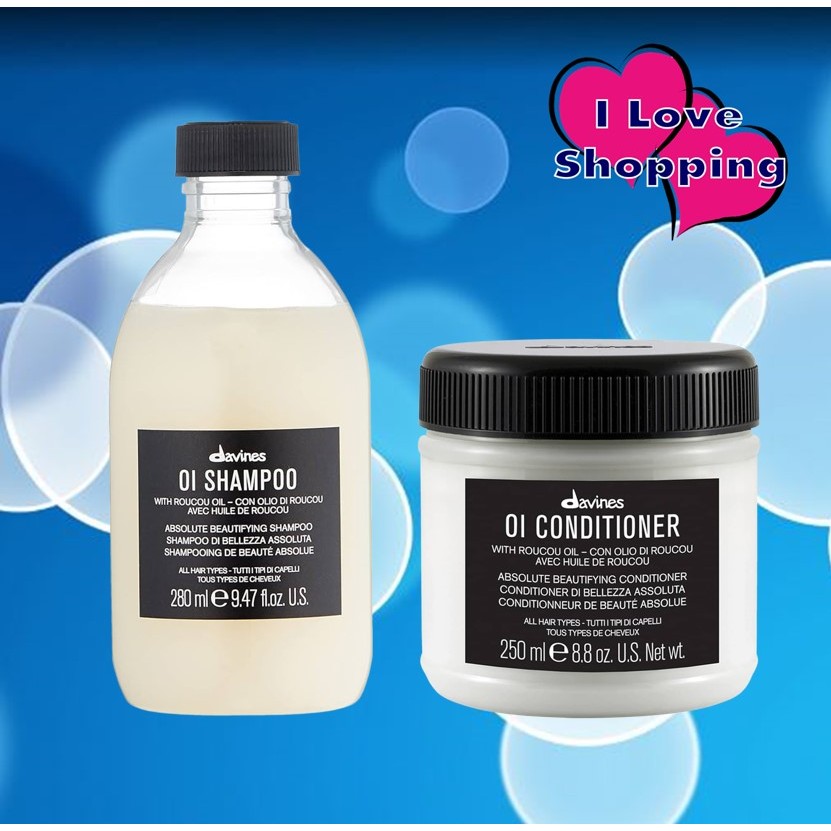 Davines OI Shampoo 280 ml/Conditioner 250 ml แชมพู ครีมนวดผม​ ปราศจากสารซัลเฟต และพาราเบน เน้นความเง