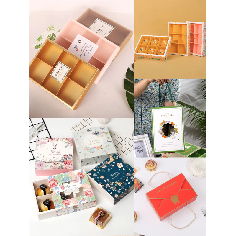 A034 พร้อมส่ง(แพค5ใบ) กล่อง 6 ช่อง ใสของขวัญ ของชำร่วย ขนม คุกกี้ ขนมเปี๊ยะ ขนมไหว้พระจันทร์