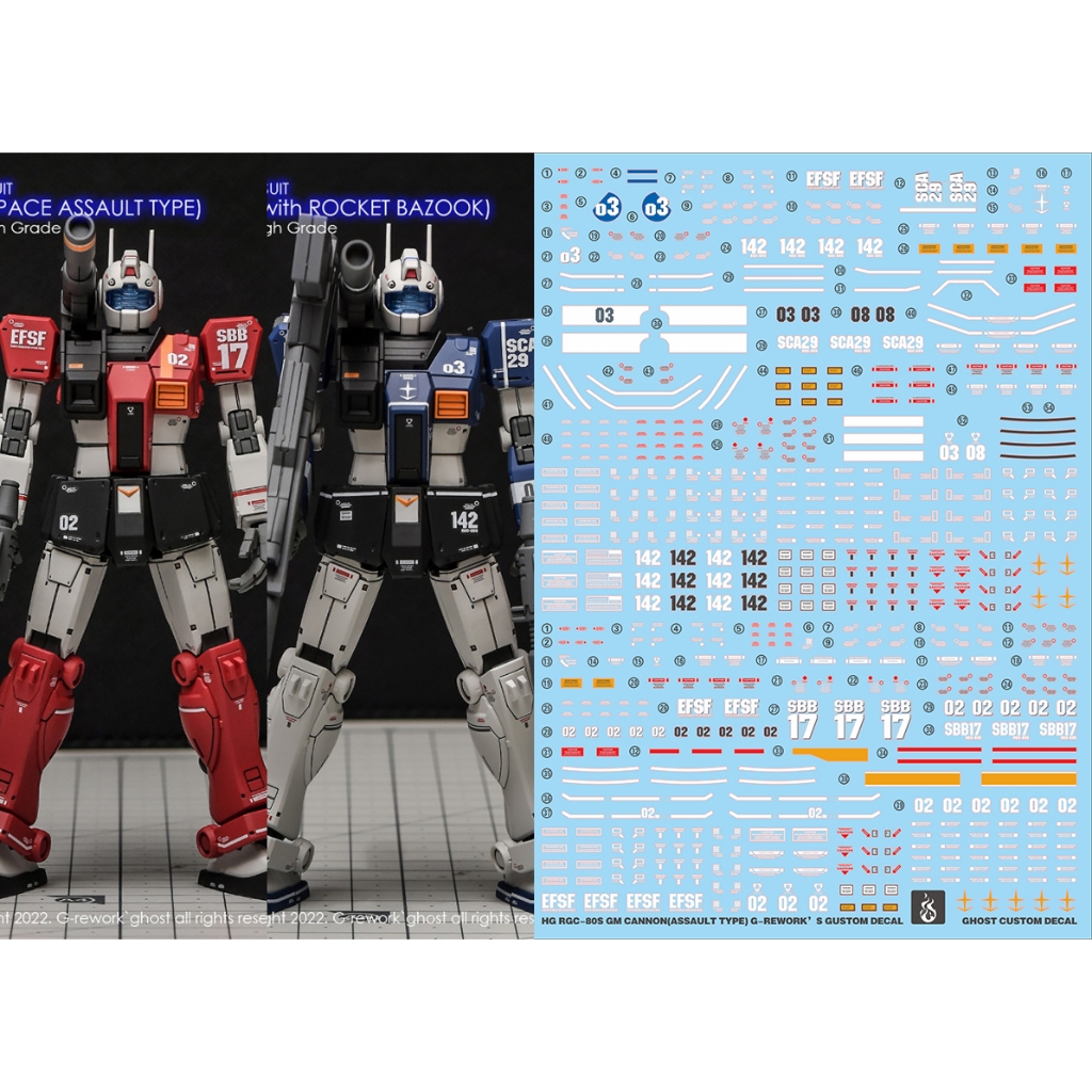 (Ghost Decal) Water Decal 116 HG1/144 GM Cannon (Space Type) & GM Cannon Rocket Bazooka