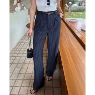 THESUNCO - AIKA TROUSERS อัย-กะ ผ้าไม่ต้องรีด! กางเกงขากระบอกตรงเอวสูงยับยาก พรางหุ่น