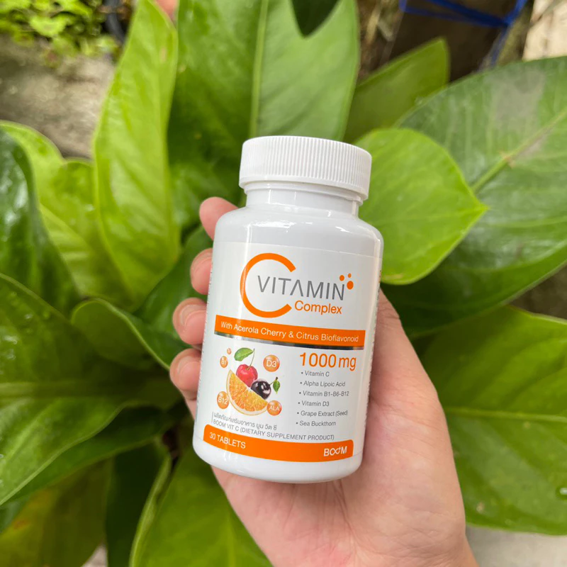 Exp.3/12/2027 บูมวิตซี Vitamin C Boom บูม วิตามินซี 1 กระปุก 30 เม็ด