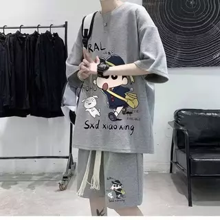 SH02 ชุดเซตขาสั้นผู้ชาย ES.SHOP28 ชุดผู้ชาย แฟชั่น สไตล์เกาหลี ผ้าวาฟเฟิล M-3XL