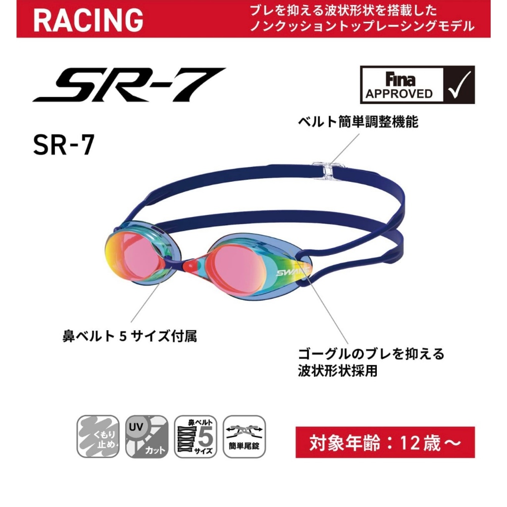 แว่นตาว่ายน้ำ SWANS  SRCL-7M (แว่นสายตา)