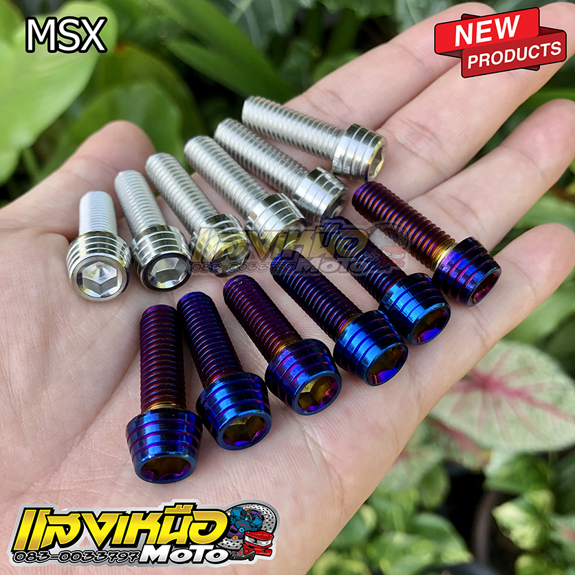 น็อตยึดโช๊คหน้าMSX  น็อตจับโช๊คหน้าMSX 6ตัว 8x25 สีเลส ไทเท