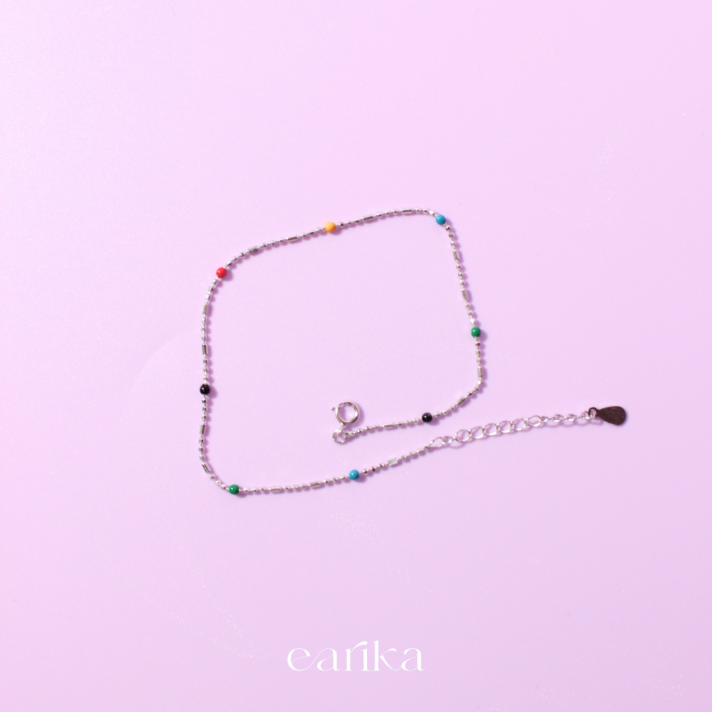 earika.earrings - candy beads anklet สร้อยข้อเท้าจี้ลูกปัด เงินแท้ เหมาะสำหรับคนแพ้ง่าย - รูปที่ 3