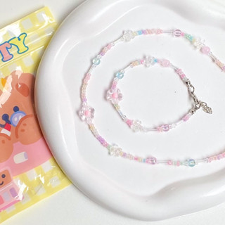 สร้อยคอลูกปัด ꒰ พลาสเทลหวาน no.1 ꒱  มีให้เลือกหลายแบบ ʕ”̮ॽु⋆…