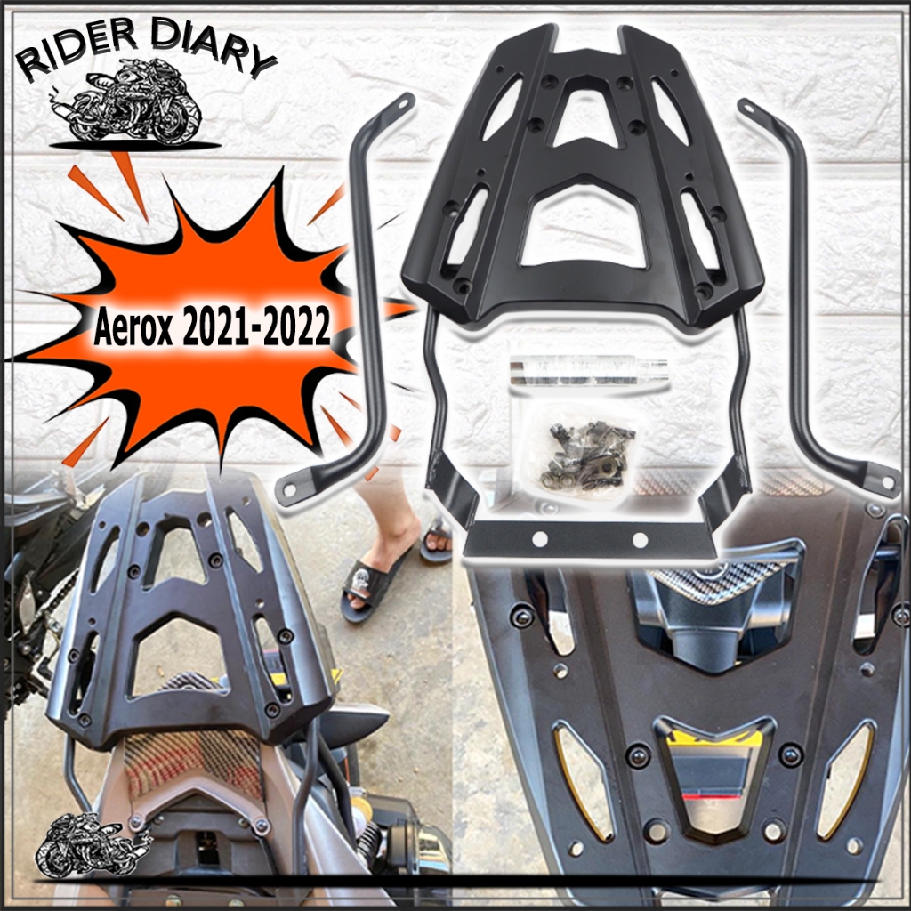 แร็คท้าย Aerox 2021-2022 ตะแกรงท้าย ตรงรู ติดตั้งง่าย ใส่กล่องท้ายได้ทุกรุ่น รับน้ำหนักได้50ก