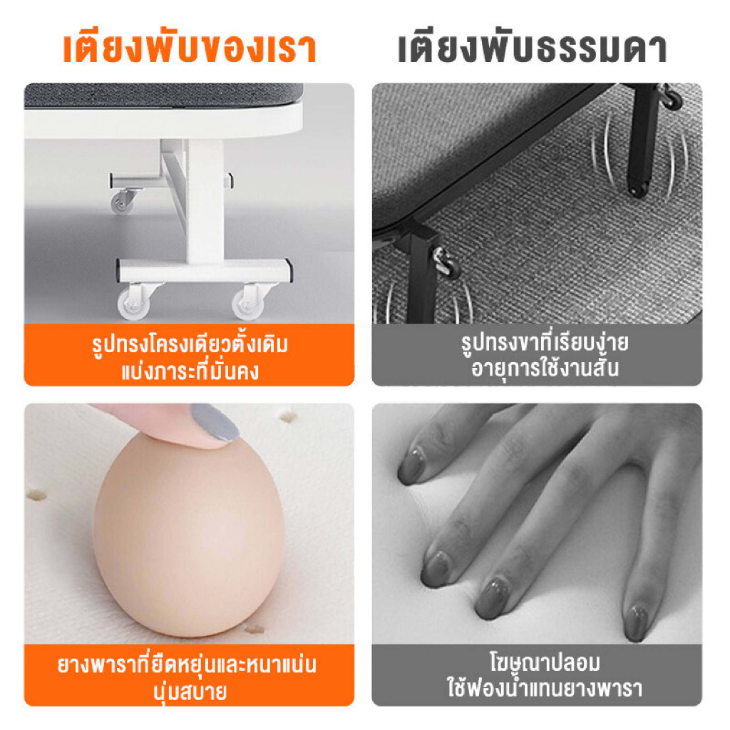 iF เตียงพับ 195cm เตียงนอนพับได้ ไม่ต้องประกอบ รับน้ำหนักได้200ปอน folding bed - รูปที่ 5