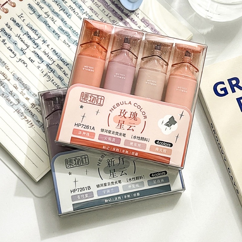 HH108-7 ปากกาไฮไลท์กากเพชรกลิตเติร์ 4 สี / 1 ชุด [11] R14-1