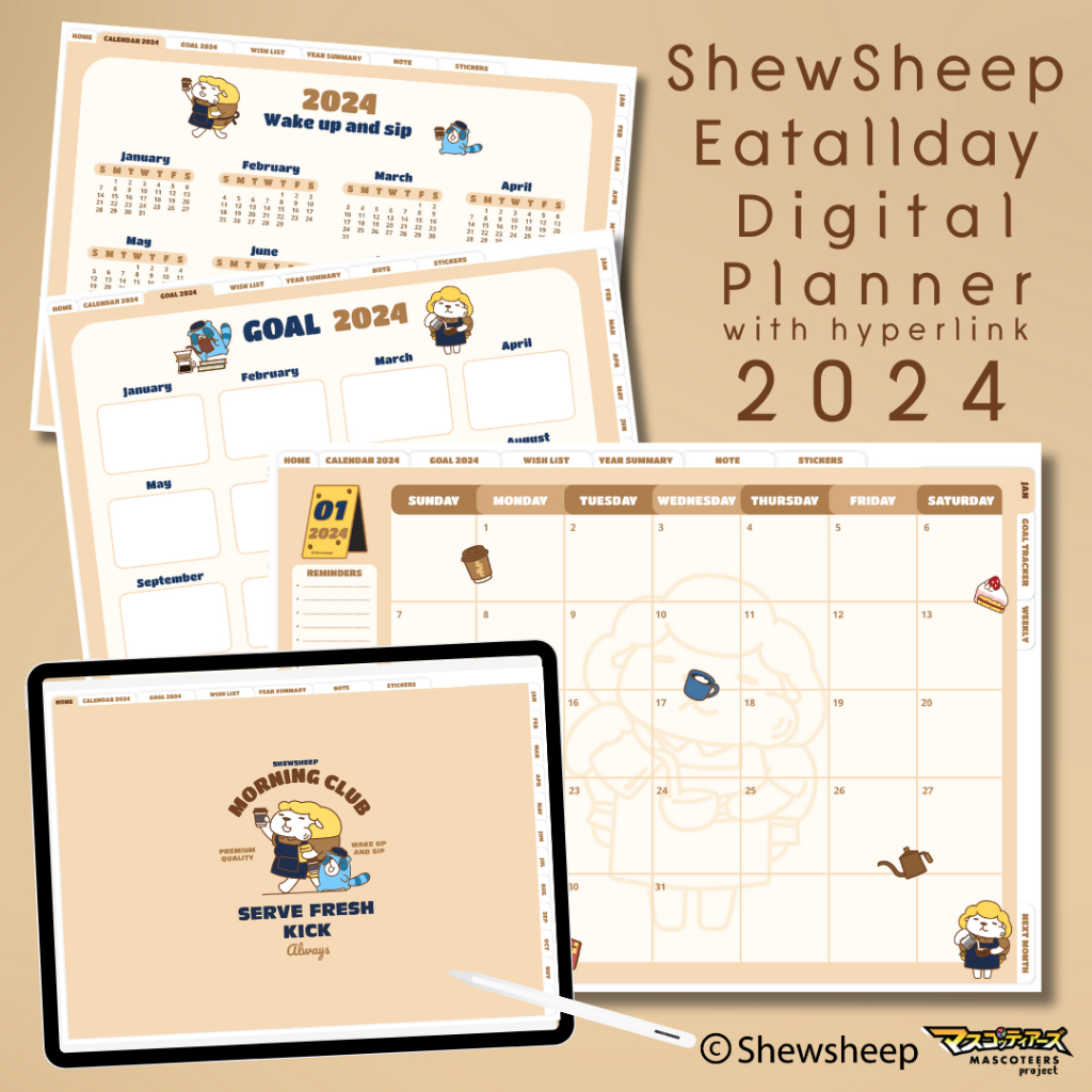 Shewsheep Digital Planner 2024 with hyperlink แพลนเนอร์ดิจิตอล แพลนเนอร์2024