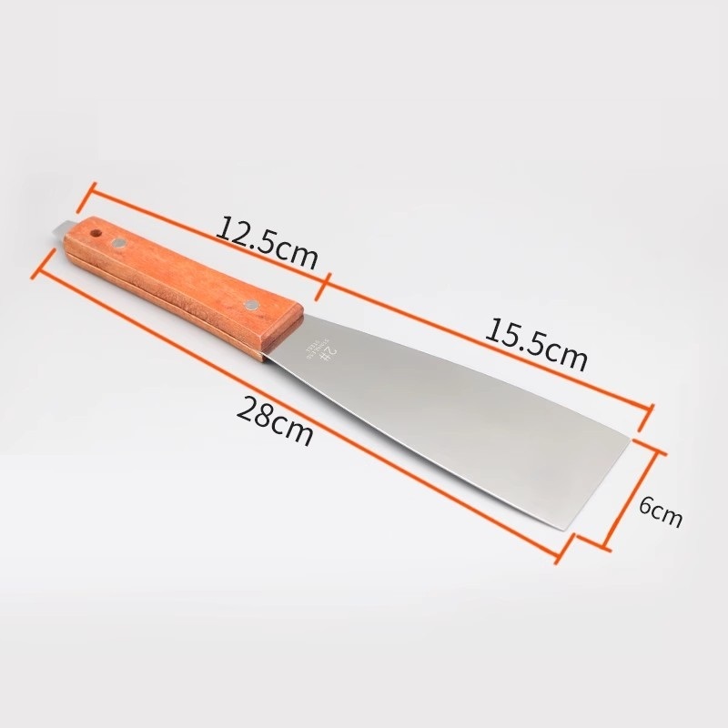 พายผสมหมึก  สแตนเลส  ด้ามไม้ #2 หน้ากว้าง  60mm  ตัก ปาด ผสม หมึก สี