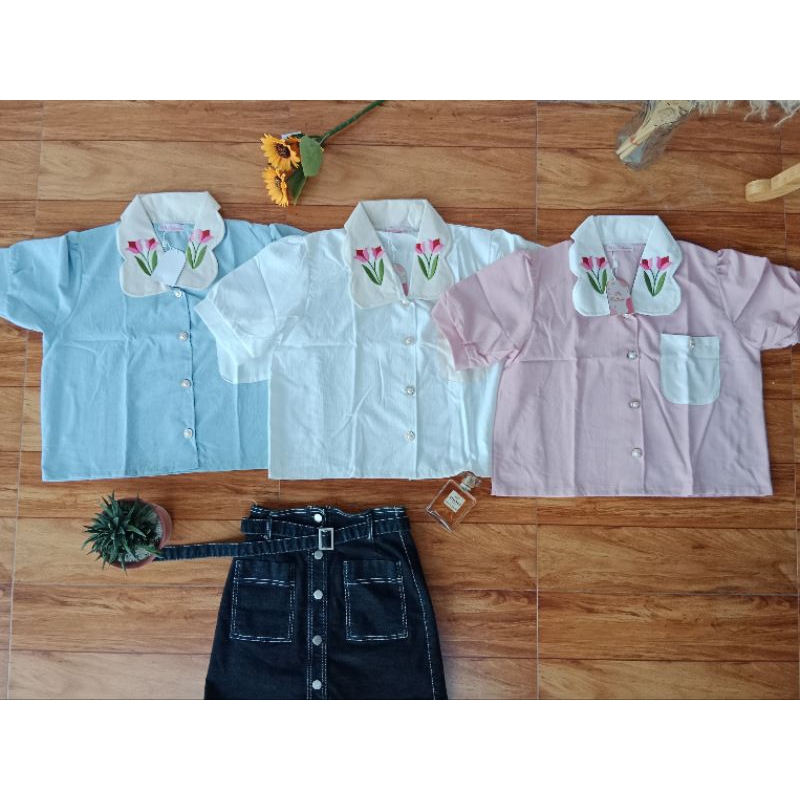 #D03#เสื้อคอบัวแต่งปักแขนตุ๊กตา